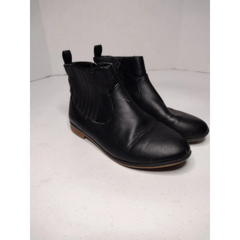 Cat and‎ Jack Kids Black Faux Leather Chelsea Boots Side Zip Size 2